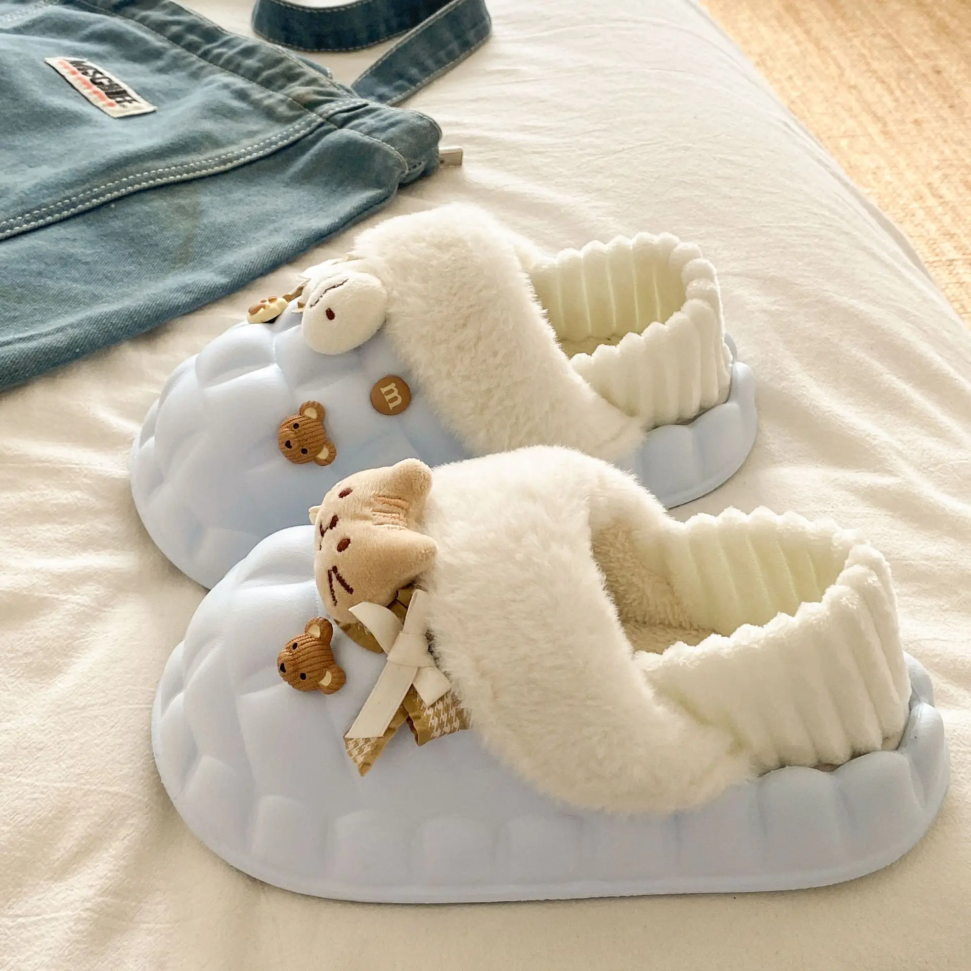 Women Winter Fleece Slippers Pink Warm Non-Stinky - Image 4
