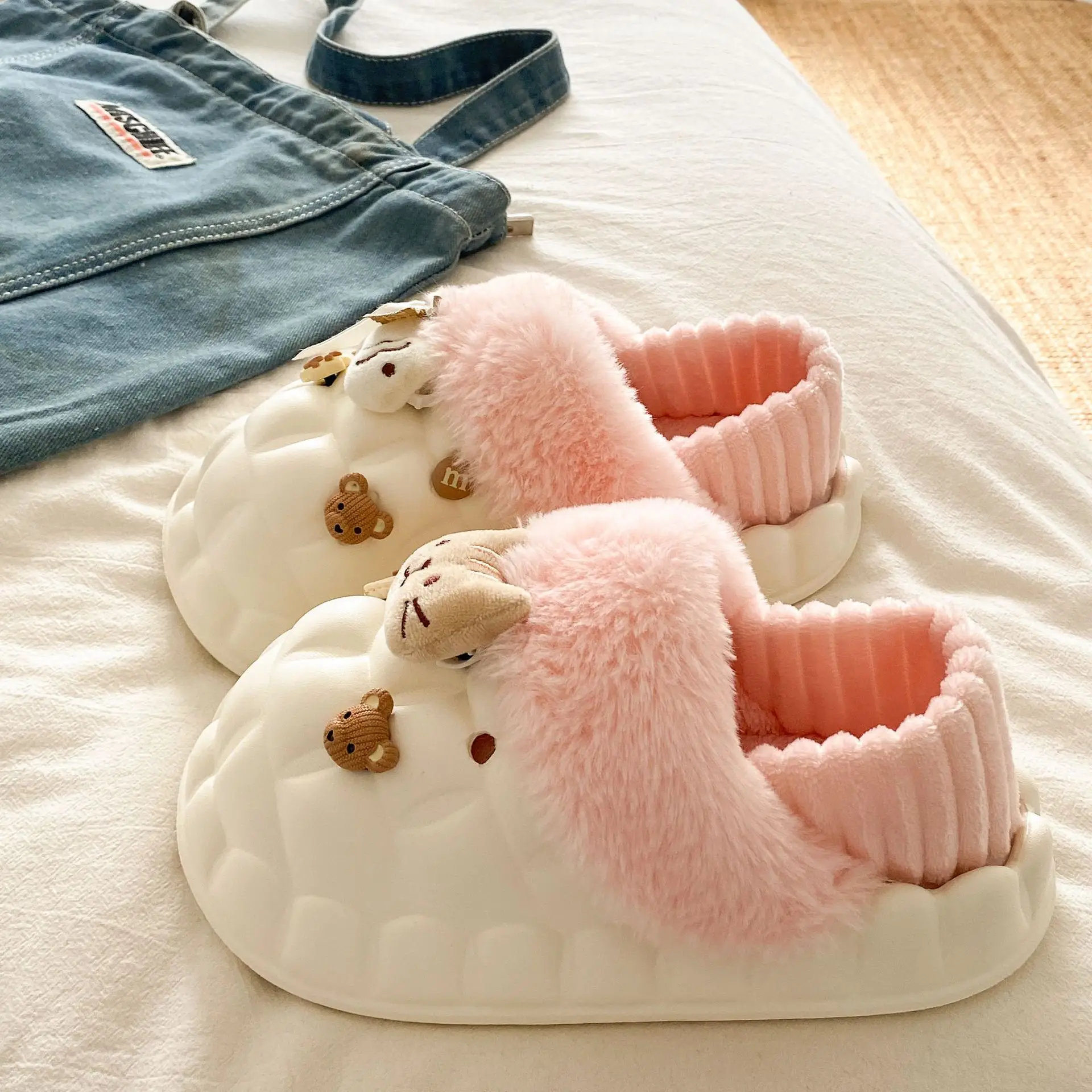 Women Winter Fleece Slippers Pink Warm Non-Stinky - Image 6