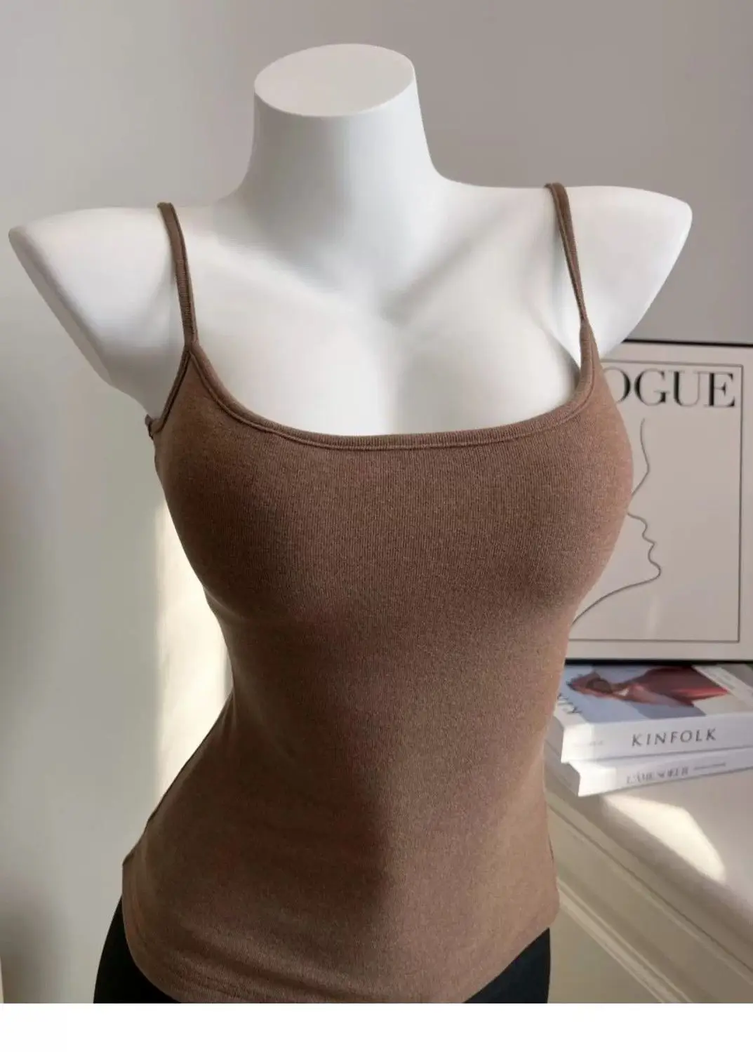 Early Autumn New Brushed Camisole for Women with Breast Pads, Sexy Slim Outer Wear and Thickened Design Top — feature 11