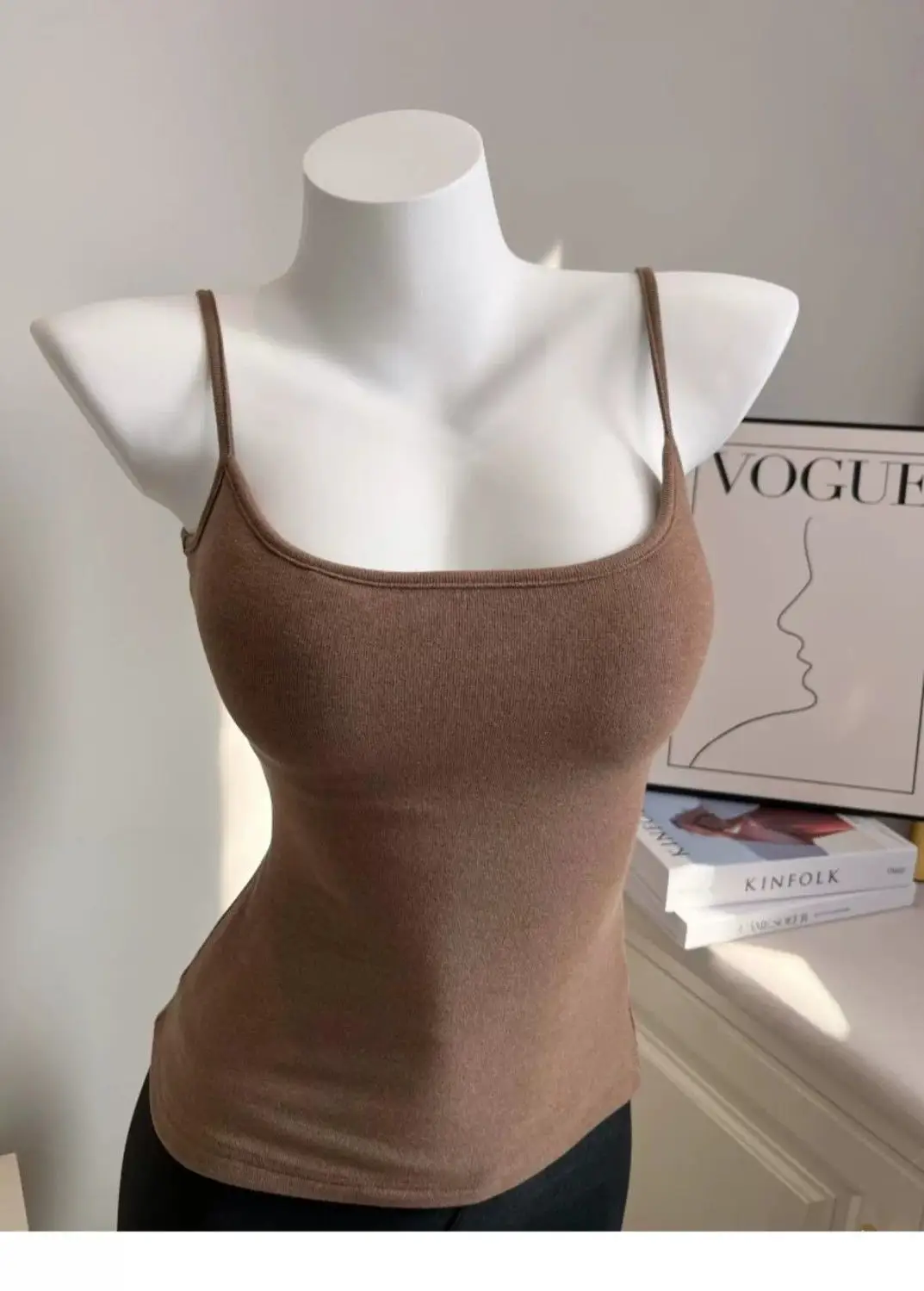 Early Autumn New Brushed Camisole for Women with Breast Pads, Sexy Slim Outer Wear and Thickened Design Top — feature 12