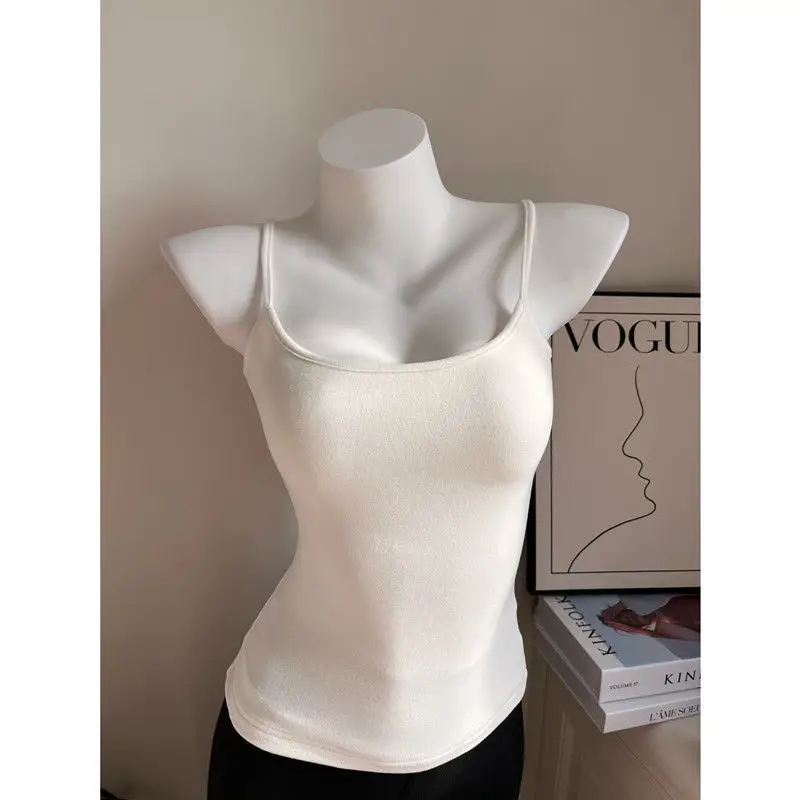 Early Autumn New Brushed Camisole for Women with Breast Pads, Sexy Slim Outer Wear and Thickened Design Top — feature 2