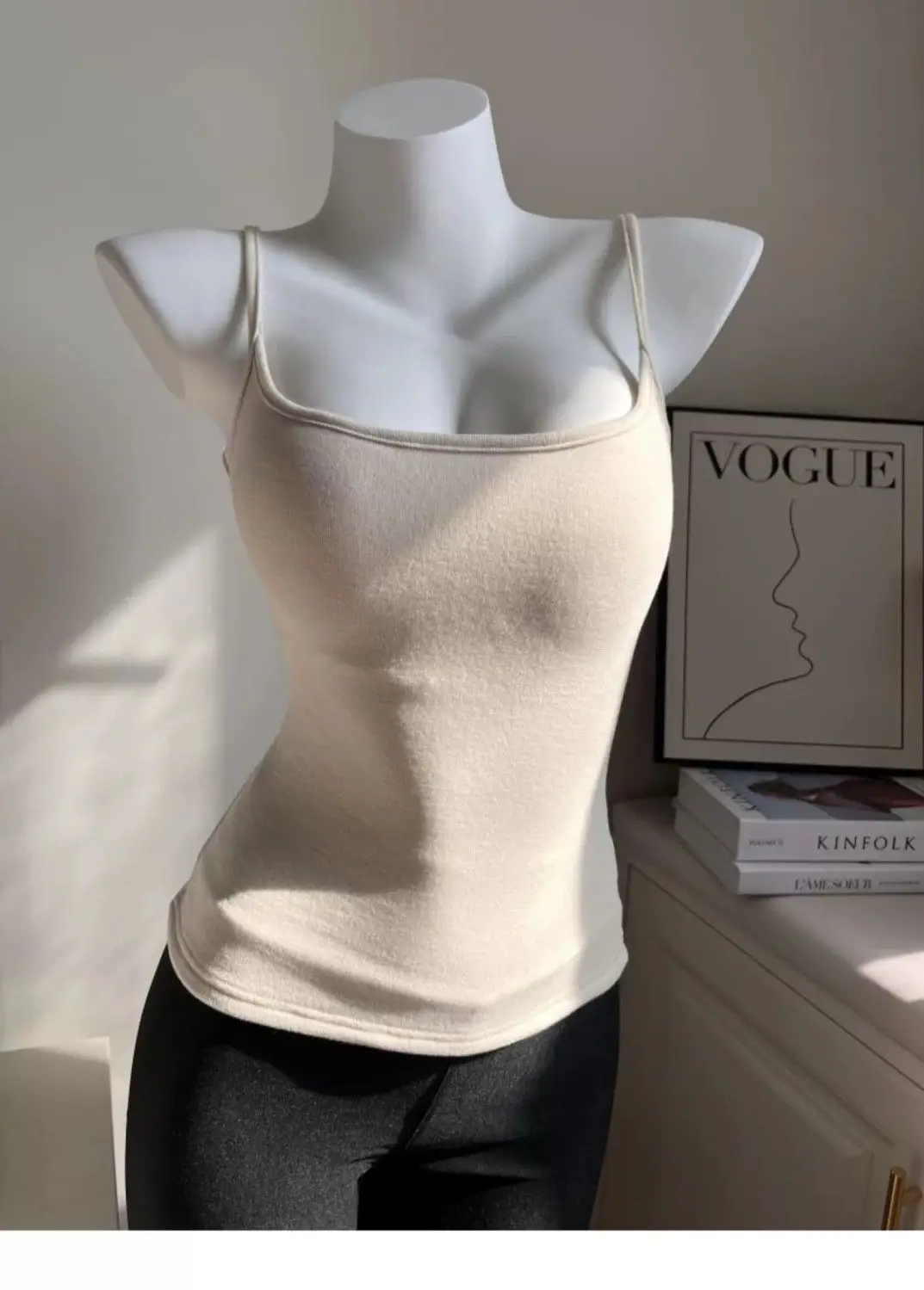Early Autumn New Brushed Camisole for Women with Breast Pads, Sexy Slim Outer Wear and Thickened Design Top — feature 4