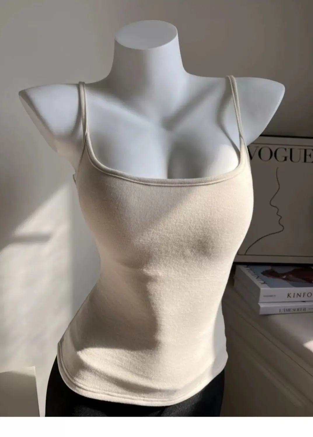 Early Autumn New Brushed Camisole for Women with Breast Pads, Sexy Slim Outer Wear and Thickened Design Top — feature 5