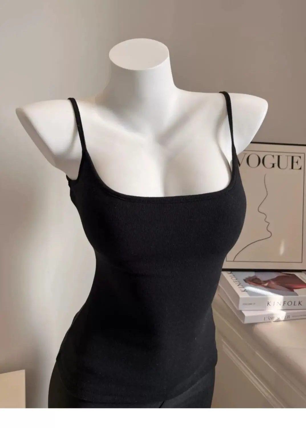 Early Autumn New Brushed Camisole for Women with Breast Pads, Sexy Slim Outer Wear and Thickened Design Top — feature 8