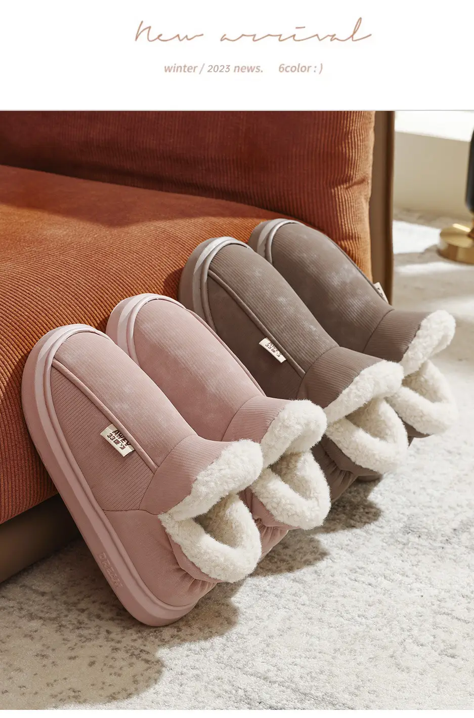 2024 New Style Bag-Heeled Cotton Slippers for Men, Winter Couples, Home Wear, Warm Non-Slip High-Top Cotton Shoes for Women — feature 15