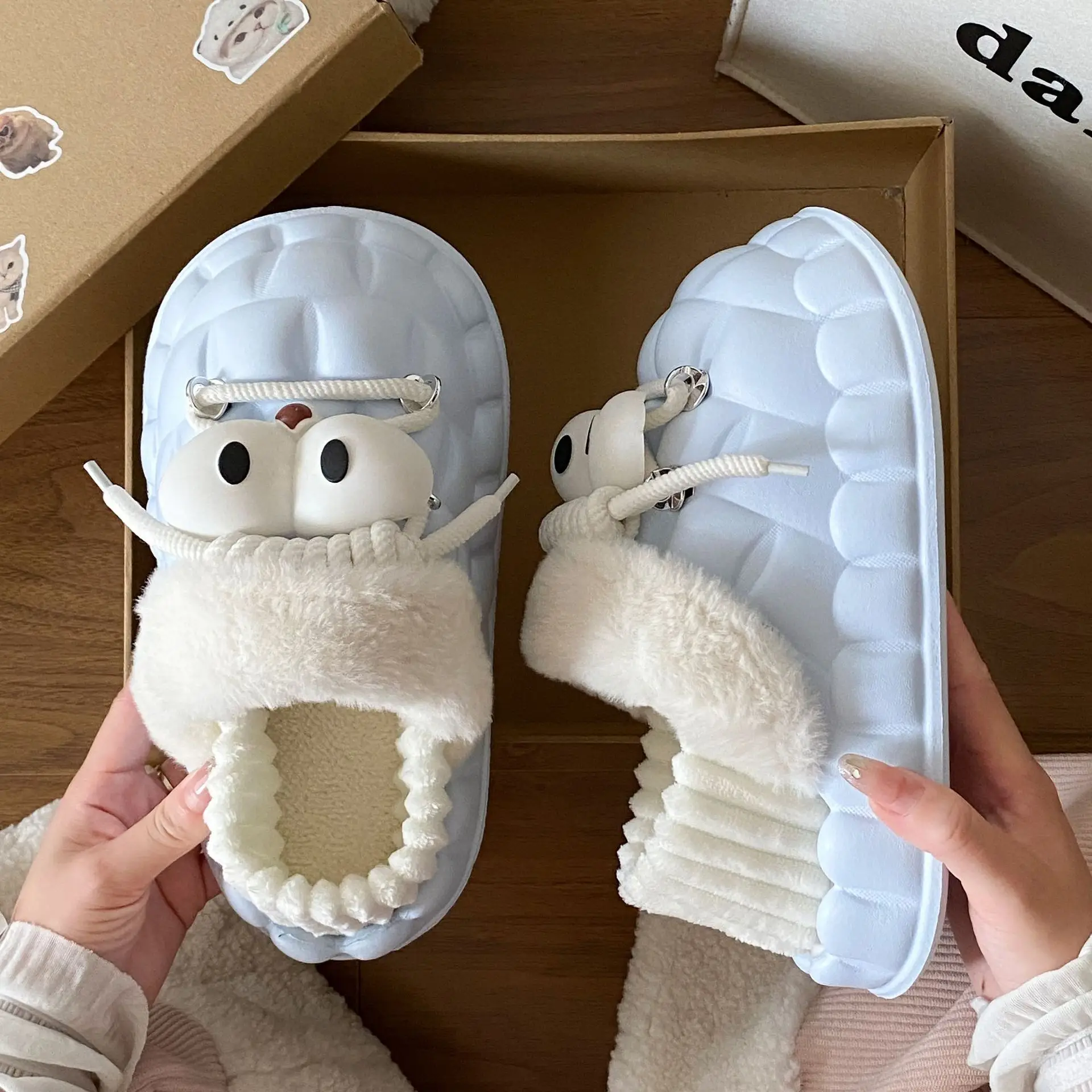 Eva Cotton Slippers for Women Winter Fleece Lined - Image 4