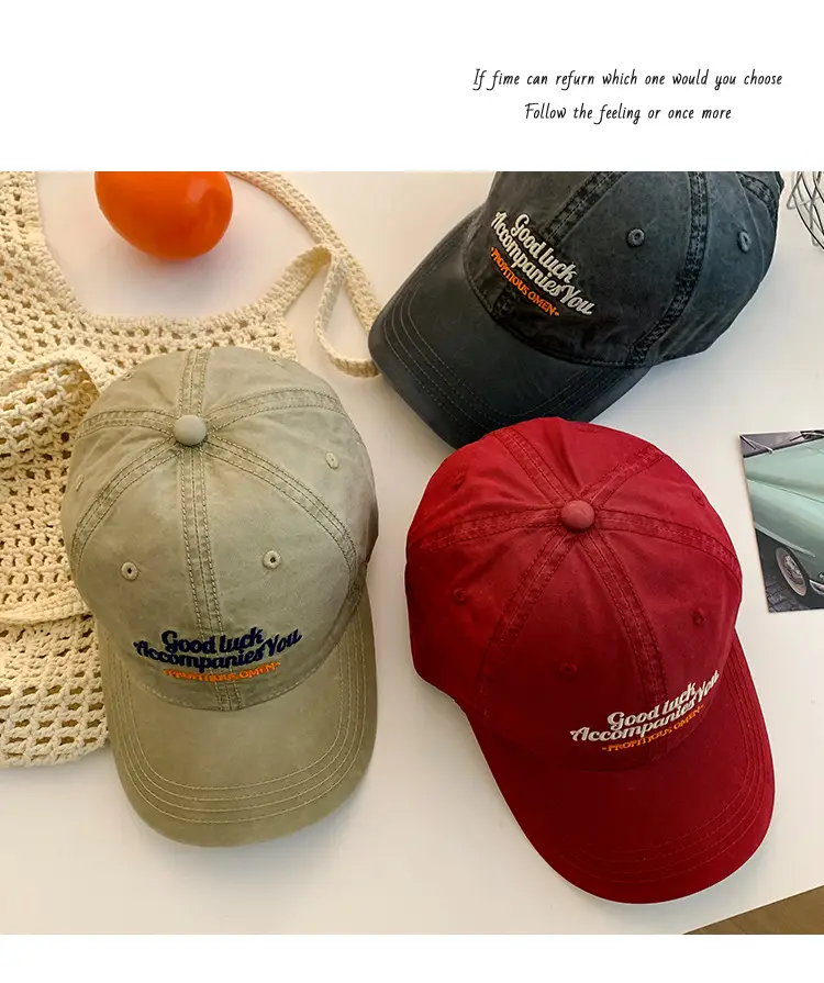 Women Red Embroidered Baseball Cap with Wide Brim — feature 2