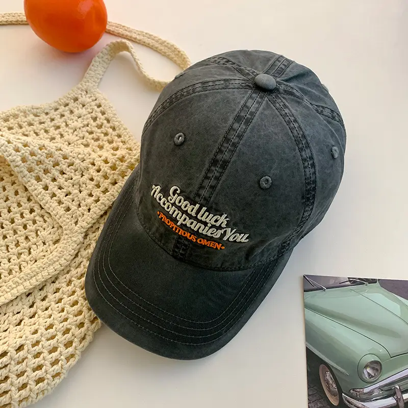 Women Red Embroidered Baseball Cap with Wide Brim - Image 3