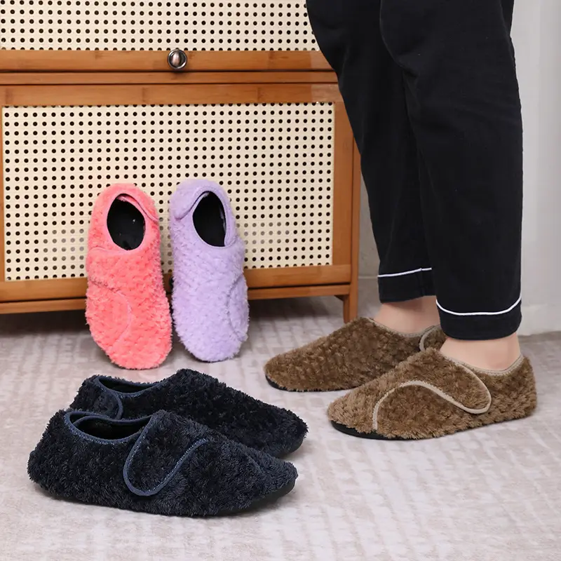 Women Velvet Slipper Pink Warm Winter Indoor Non-Slip