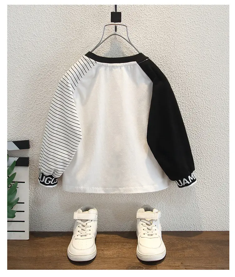 Boys Long Sleeve T-Shirt White Black Kids Casual Top — feature 10