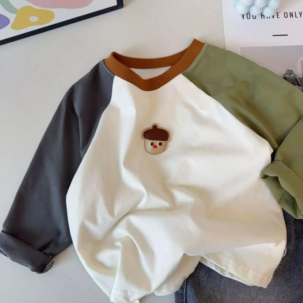 Children's Autumn Raglan Sleeve T-Shirt Top with Cartoon Print — feature 2