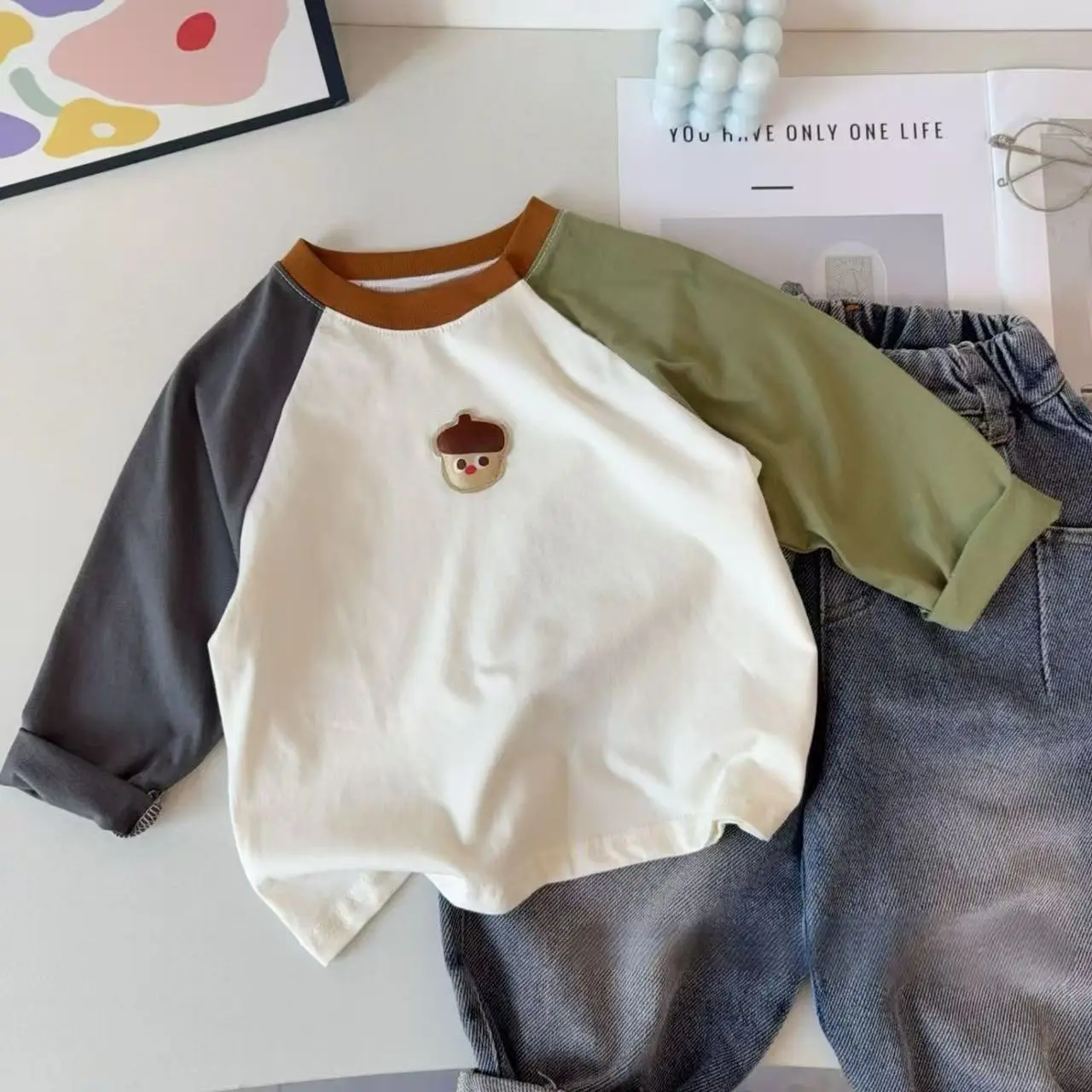 Children's Autumn Raglan Sleeve T-Shirt Top with Cartoon Print — feature 5