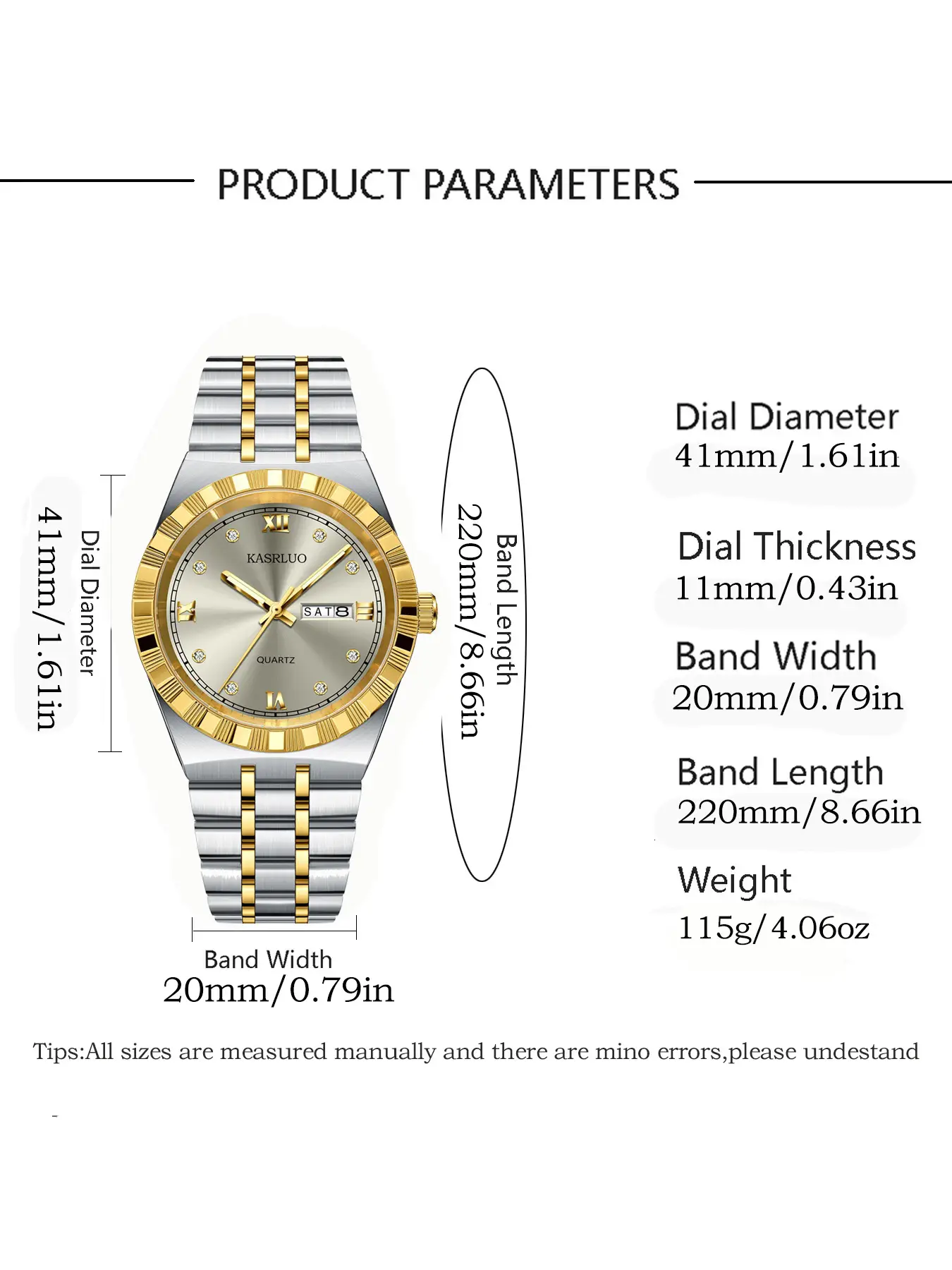Men's Dual Calendar Ultra-Thin Quartz Watch with Gold Bracelet — feature 1