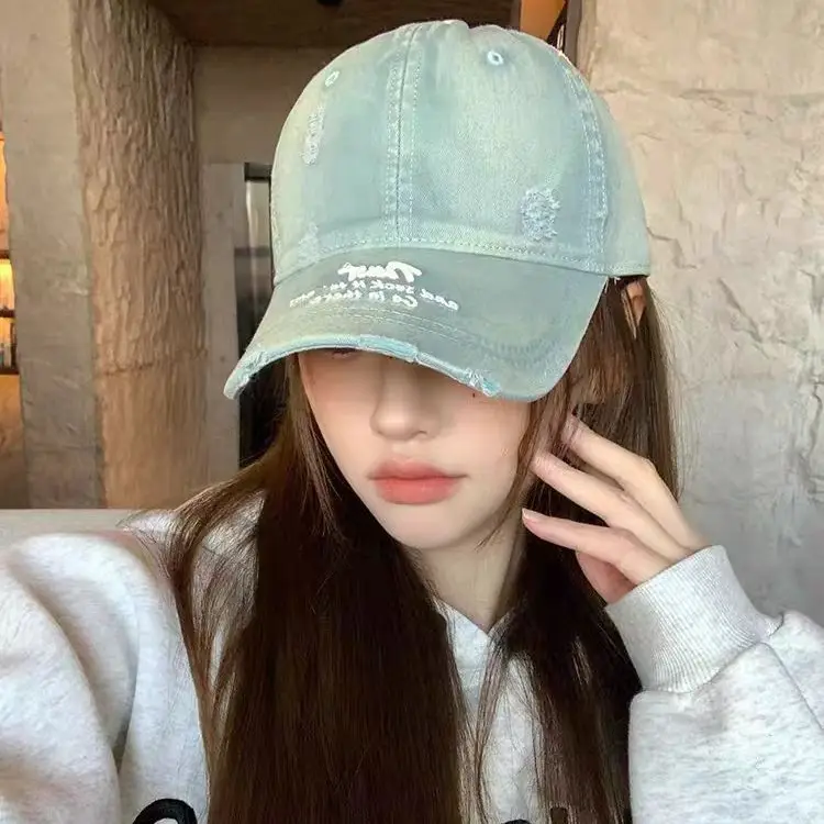 Women Distressed Cap Brown Spring Letter Embroidery - Image 10