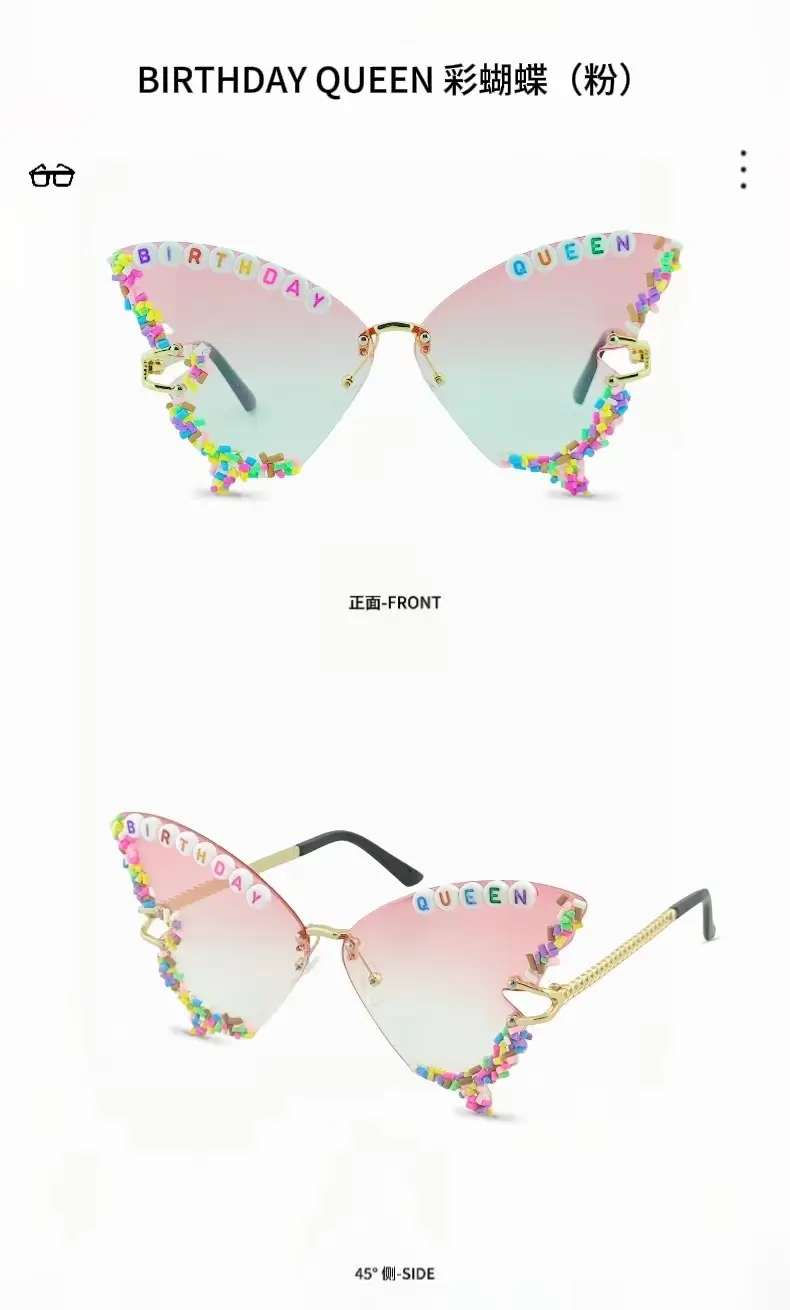 Women Butterfly Sunglasses with Glitter & Gold Frame — feature 9