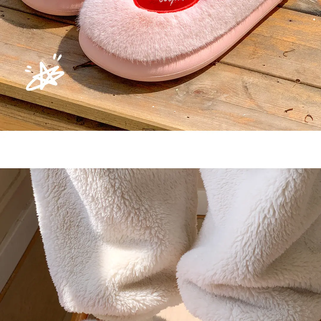 Apple Cotton Slippers for Women 2025 Autumn and Winter New Indoor Home Fleece-Lined Warm Couple Thick-Soled Plush Cotton Shoes for Men — feature 15