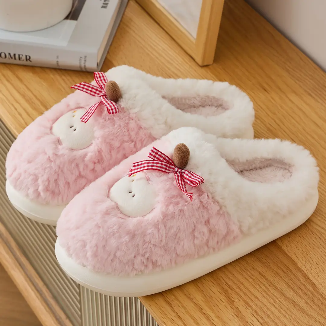 Apple Cotton Slippers for Women 2025 Autumn and Winter New Indoor Home Fleece-Lined Warm Couple Thick-Soled Plush Cotton Shoes for Men