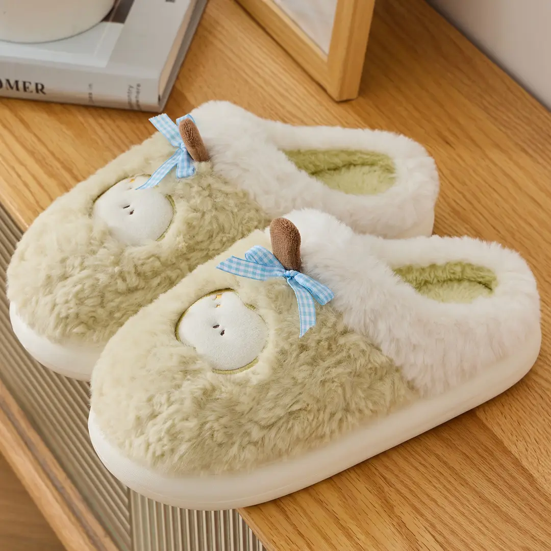 Apple Cotton Slippers for Women 2025 Autumn and Winter New Indoor Home Fleece-Lined Warm Couple Thick-Soled Plush Cotton Shoes for Men