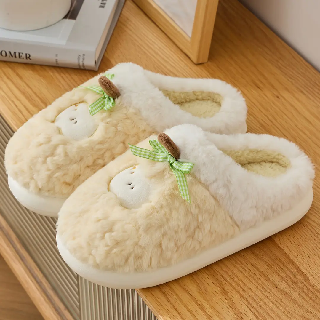 Apple Cotton Slippers for Women 2025 Autumn and Winter New Indoor Home Fleece-Lined Warm Couple Thick-Soled Plush Cotton Shoes for Men