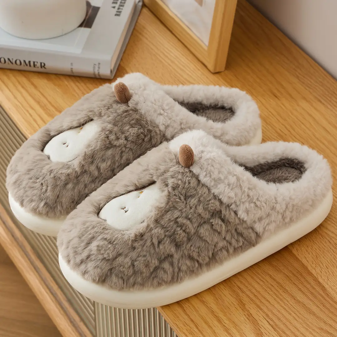 Apple Cotton Slippers for Women 2025 Autumn and Winter New Indoor Home Fleece-Lined Warm Couple Thick-Soled Plush Cotton Shoes for Men
