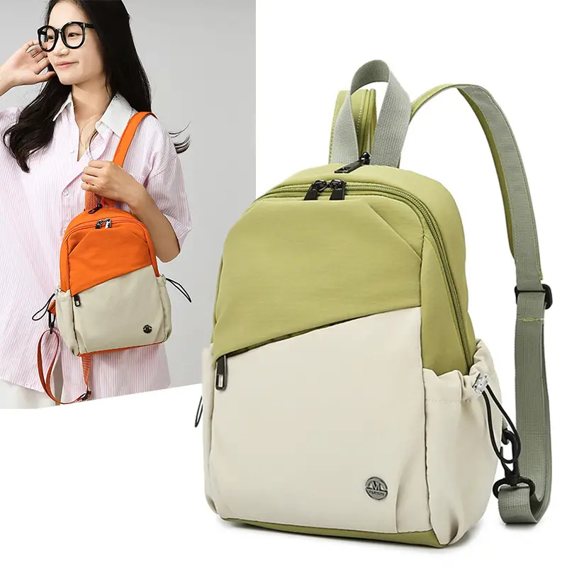 Women's Color-Blocking Crossbody Backpack Orange Black - Image 5