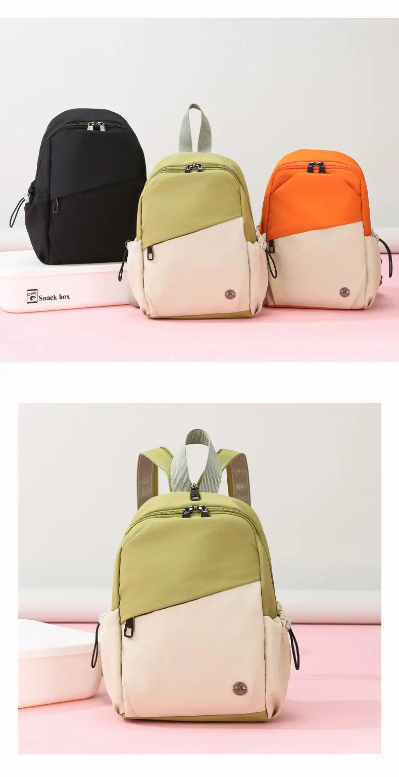 Women's Color-Blocking Crossbody Backpack Orange Black — feature 17