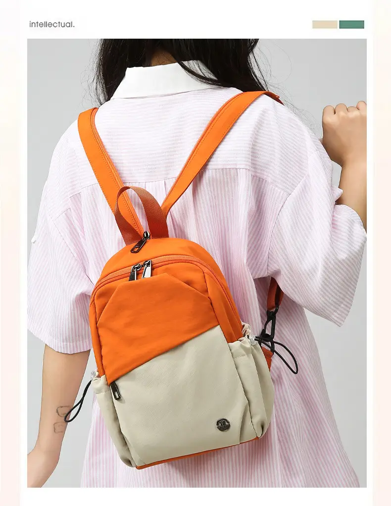 Women's Color-Blocking Crossbody Backpack Orange Black — feature 3