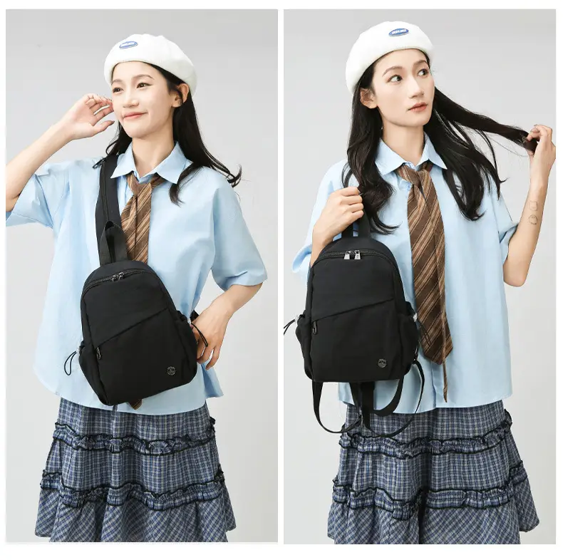 Women's Color-Blocking Crossbody Backpack Orange Black — feature 32