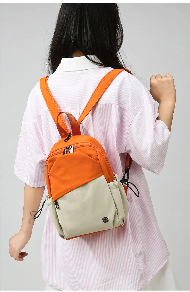 Women's Color-Blocking Crossbody Backpack Orange Black — feature 35