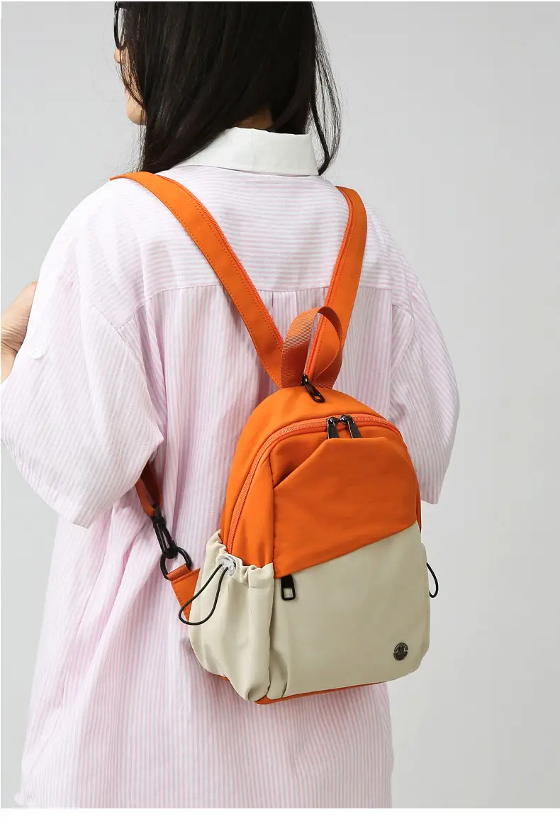 Women's Color-Blocking Crossbody Backpack Orange Black — feature 36