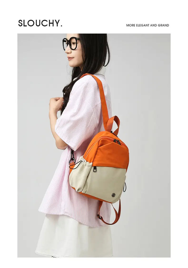 Women's Color-Blocking Crossbody Backpack Orange Black — feature 37