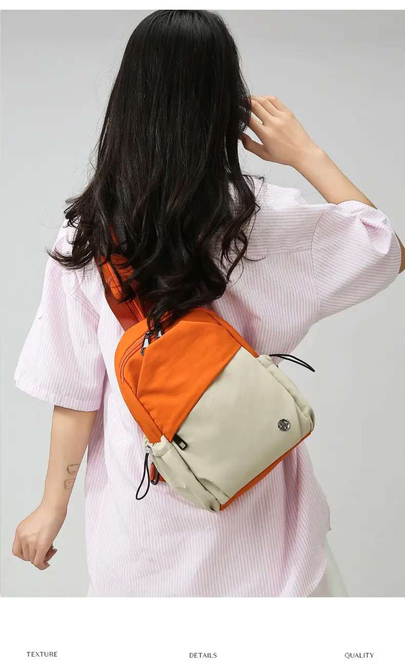 Women's Color-Blocking Crossbody Backpack Orange Black — feature 38
