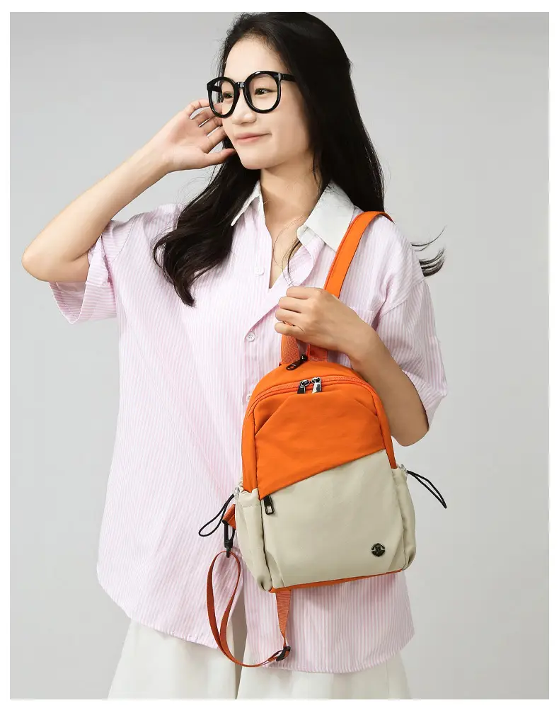 Women's Color-Blocking Crossbody Backpack Orange Black — feature 40