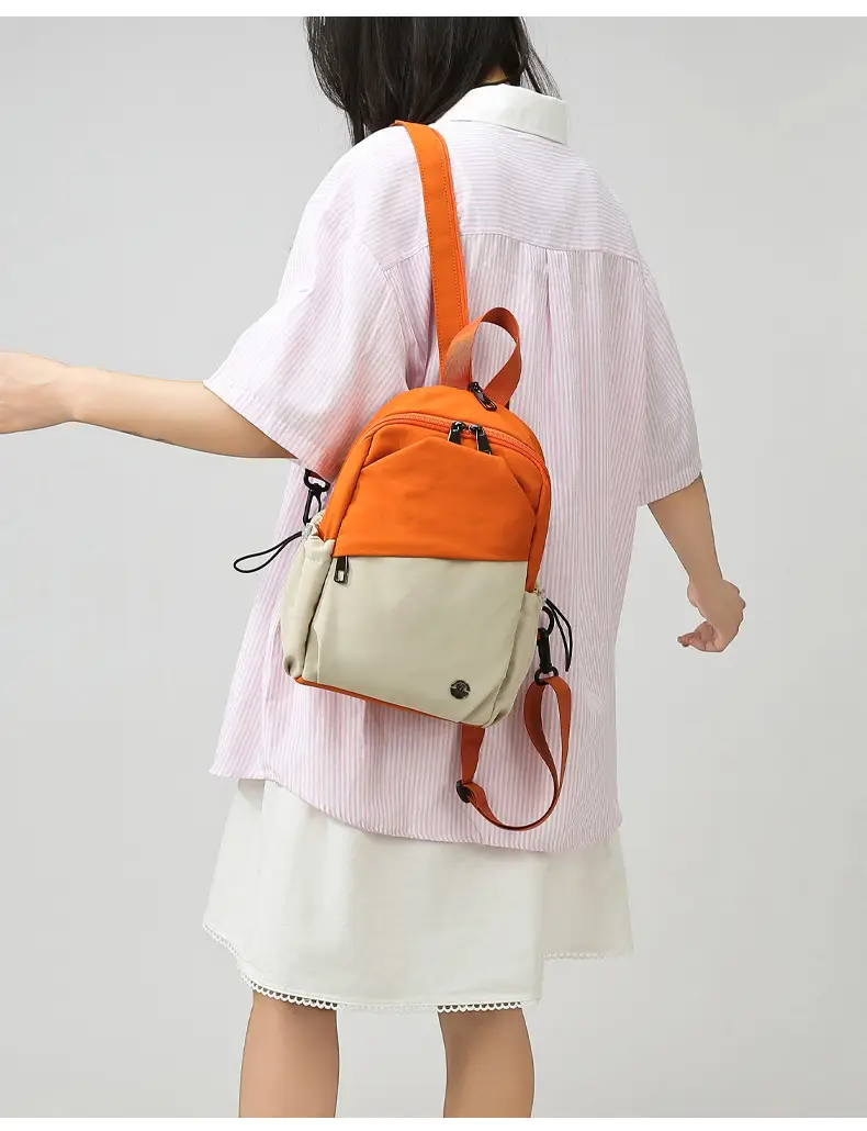 Women's Color-Blocking Crossbody Backpack Orange Black — feature 41