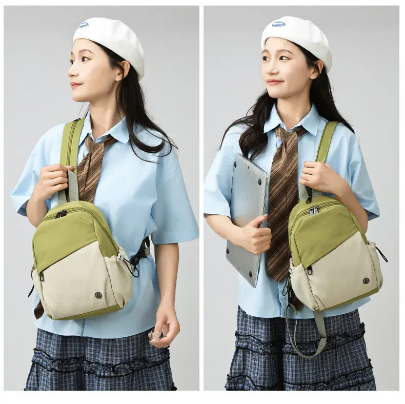 Women's Color-Blocking Crossbody Backpack Orange Black — feature 47