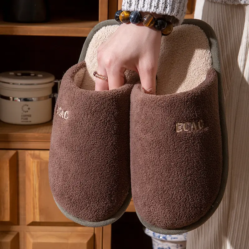 2025 New Cotton Slippers for Women, Winter Home Use, Indoor Couples, Thick-Soled Non-Slip Warm Woolen Cotton Slippers for Men