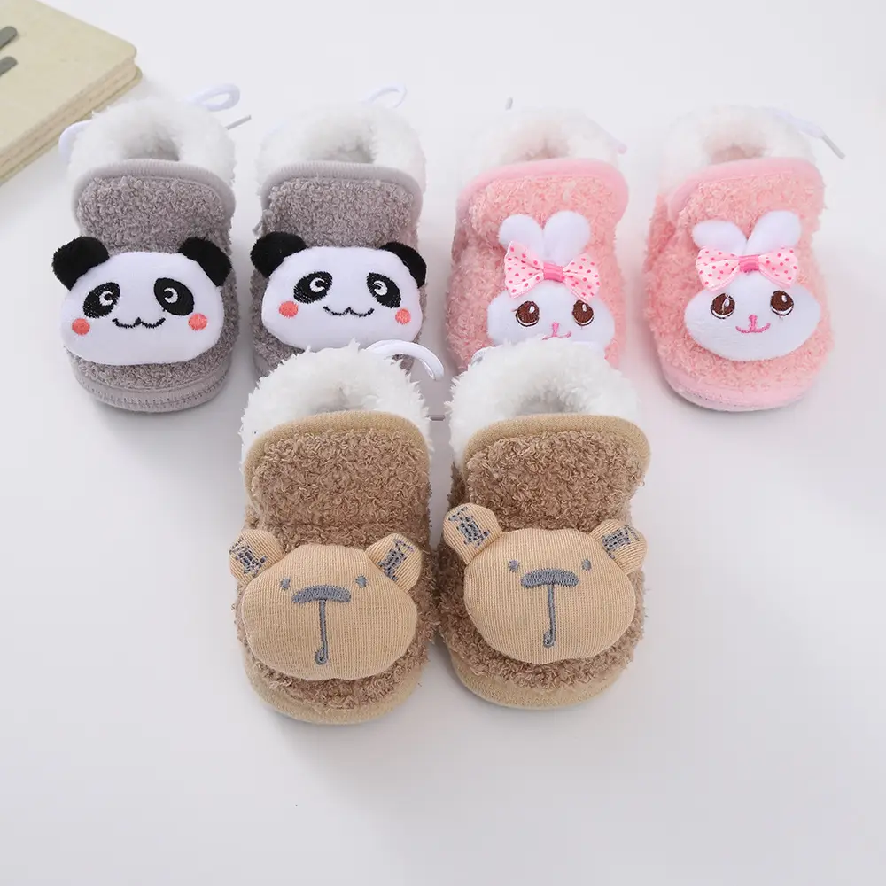 Thickened Winter Baby Anti-Falling Warm Toddler Cotton Shoes That Do Not Fall Off Newborn Baby Shoes 3-6-12 Months Fleece-Lined - Image 4