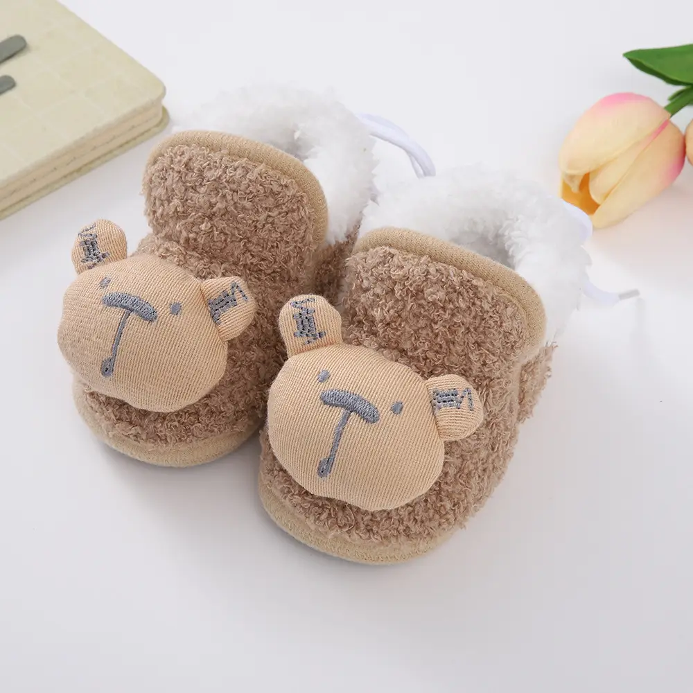 Thickened Winter Baby Anti-Falling Warm Toddler Cotton Shoes That Do Not Fall Off Newborn Baby Shoes 3-6-12 Months Fleece-Lined - Image 6