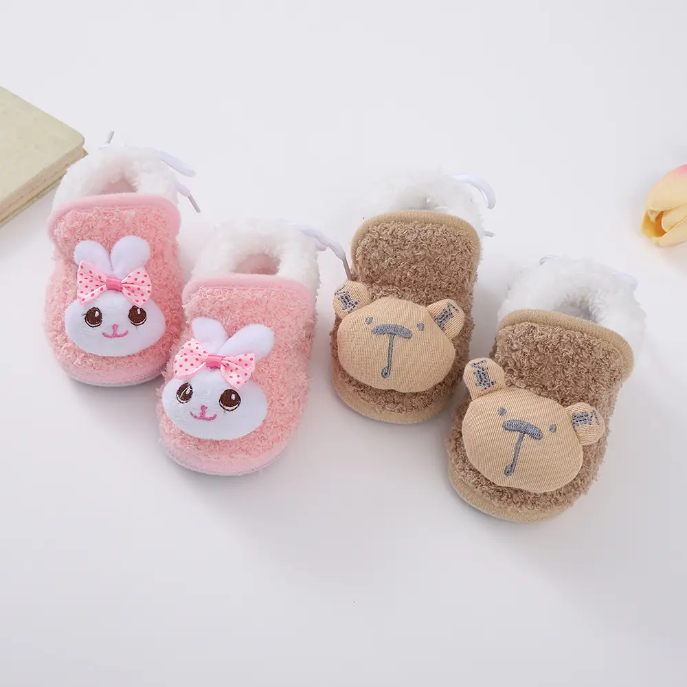 Thickened Winter Baby Anti-Falling Warm Toddler Cotton Shoes That Do Not Fall Off Newborn Baby Shoes 3-6-12 Months Fleece-Lined — feature 2