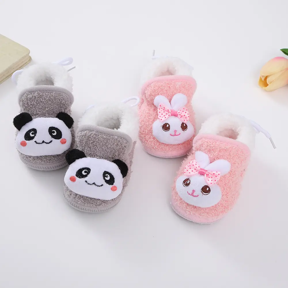 Thickened Winter Baby Anti-Falling Warm Toddler Cotton Shoes That Do Not Fall Off Newborn Baby Shoes 3-6-12 Months Fleece-Lined — feature 3