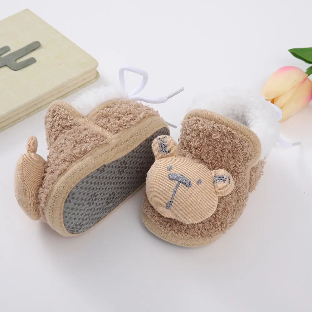 Thickened Winter Baby Anti-Falling Warm Toddler Cotton Shoes That Do Not Fall Off Newborn Baby Shoes 3-6-12 Months Fleece-Lined — feature 9
