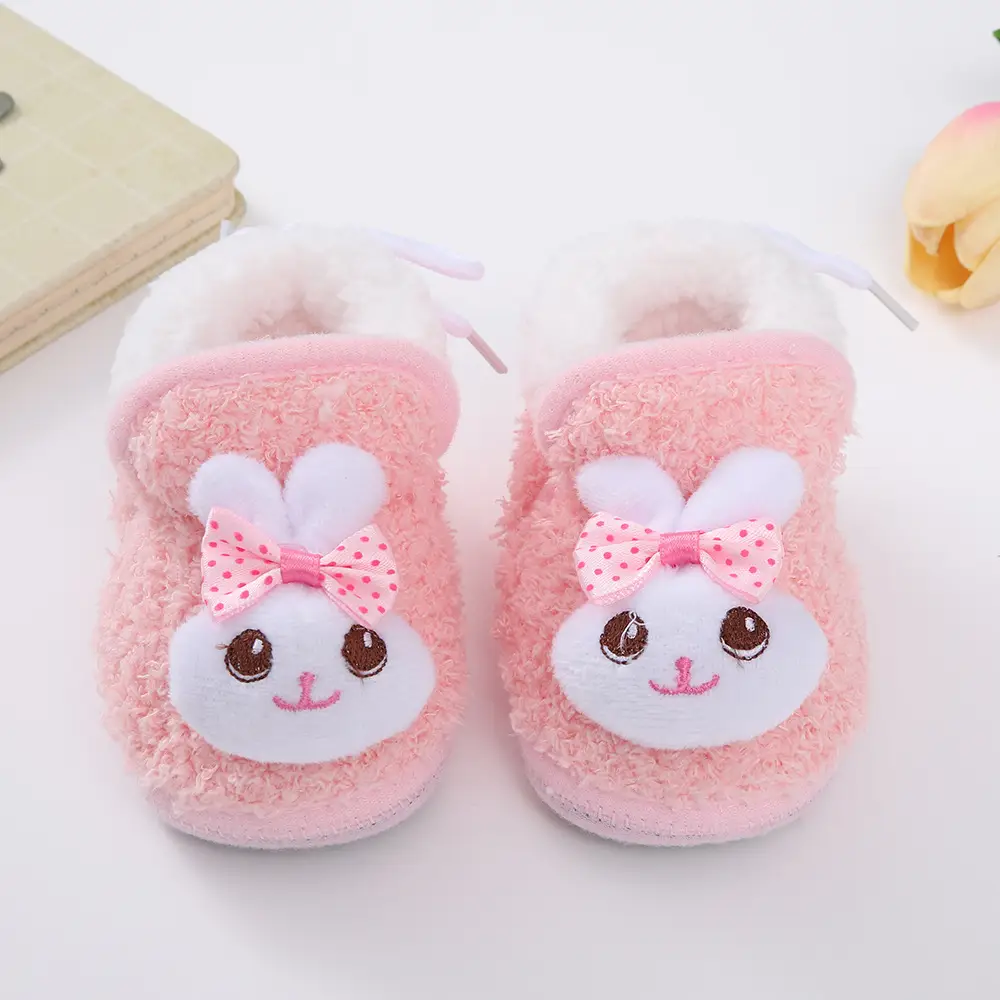 Thickened Winter Baby Anti-Falling Warm Toddler Cotton Shoes That Do Not Fall Off Newborn Baby Shoes 3-6-12 Months Fleece-Lined