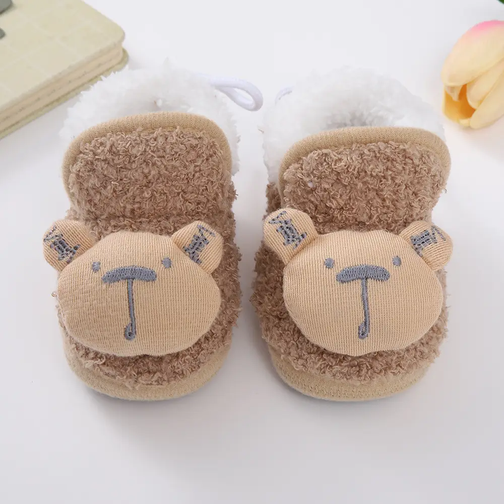 Thickened Winter Baby Anti-Falling Warm Toddler Cotton Shoes That Do Not Fall Off Newborn Baby Shoes 3-6-12 Months Fleece-Lined - Image 3