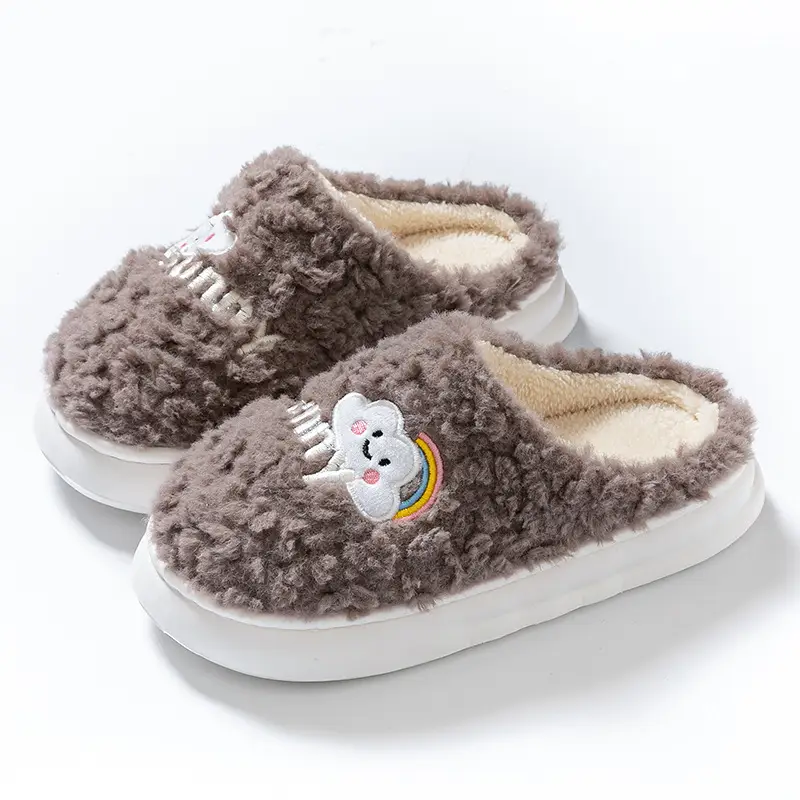 Autumn and Winter Warm Cotton Slippers for Women Thickeneded Non-Slip Home Indoor Furry Slippers Soft Bottom Cloud Plush Slippers - Image 11