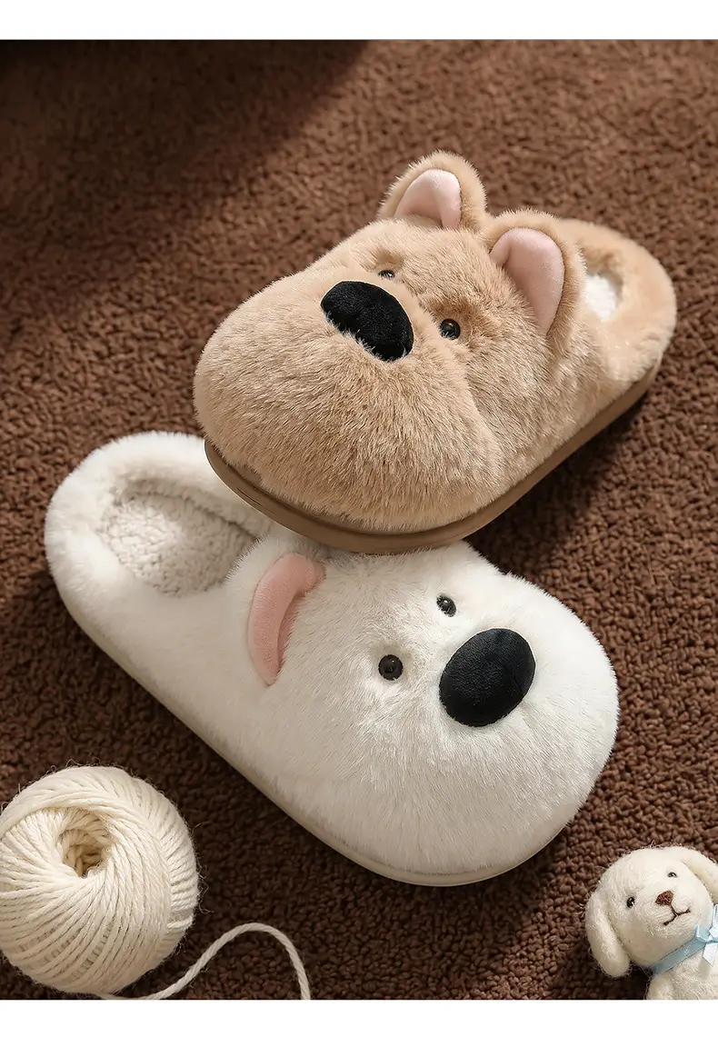 Cute Puppy Cotton Slippers for Women Winter Home Indoor Plush Warm Women's Home Soft Bottom Non-Slip Cotton Slippers Wholesale — feature 34