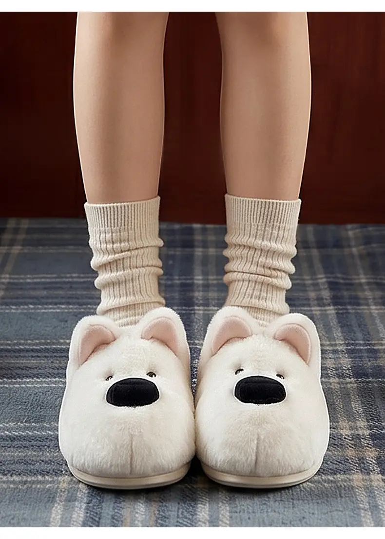 Cute Puppy Cotton Slippers for Women Winter Home Indoor Plush Warm Women's Home Soft Bottom Non-Slip Cotton Slippers Wholesale — feature 35