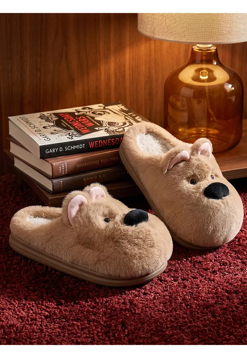 Cute Puppy Cotton Slippers for Women Winter Home Indoor Plush Warm Women's Home Soft Bottom Non-Slip Cotton Slippers Wholesale — feature 36
