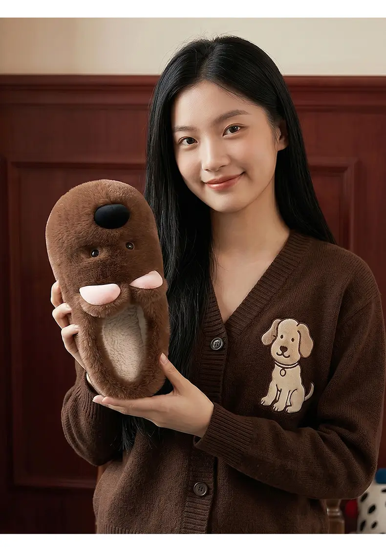 Cute Puppy Cotton Slippers for Women Winter Home Indoor Plush Warm Women's Home Soft Bottom Non-Slip Cotton Slippers Wholesale — feature 37