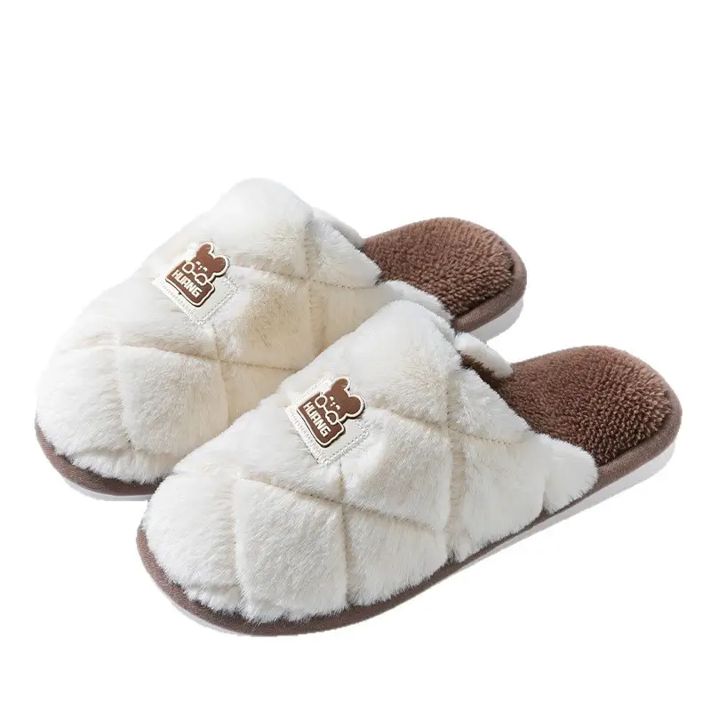 Women Cotton Quilted Slippers Brown Warm Winter - Image 7