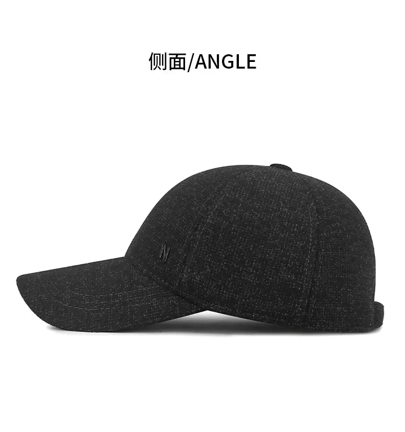 Men's Black Baseball Cap Windproof Ear Protection — feature 10